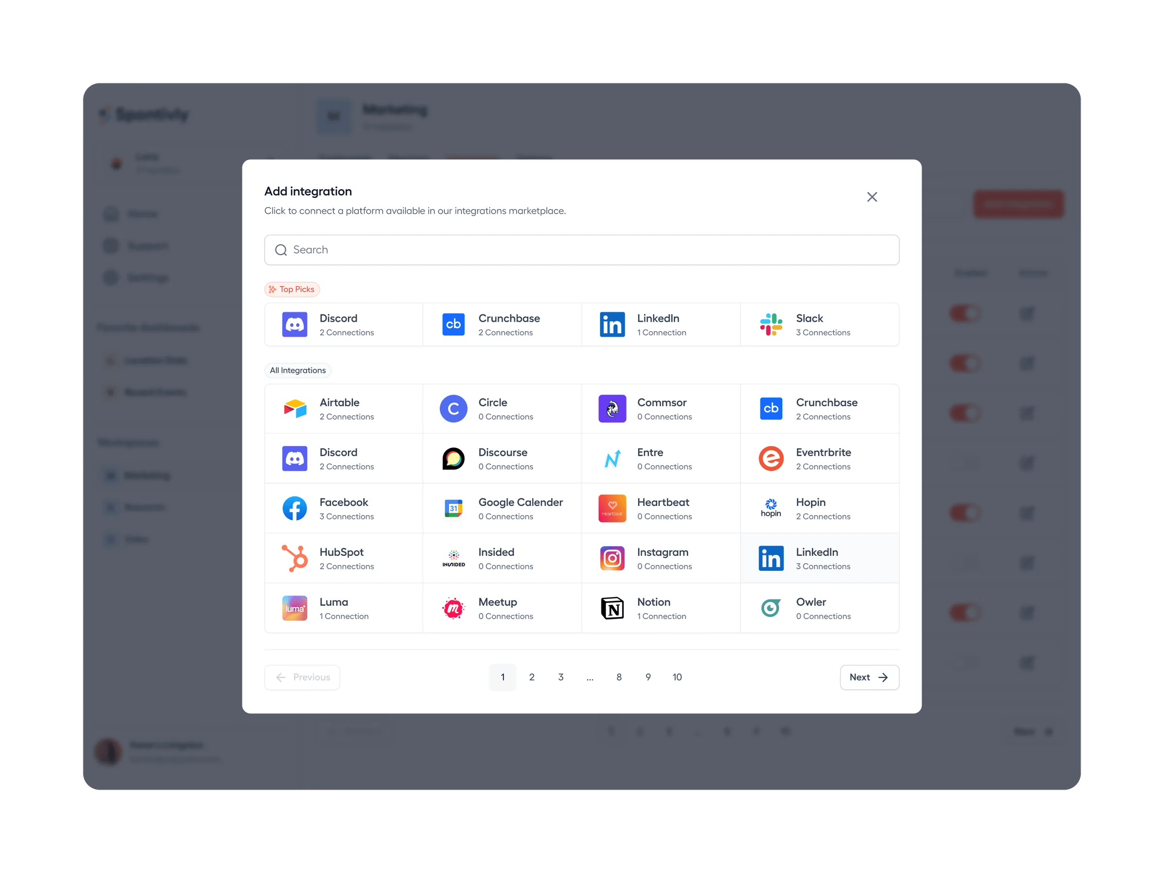 Spontivly platform interface